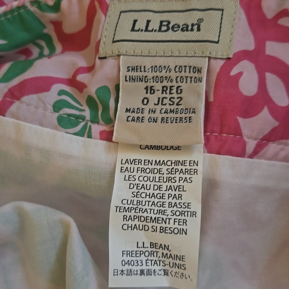 NWOT L.L. Bean Pink and Green A-Line Skirt Lobster And Crab Print - Picture 4 of 4